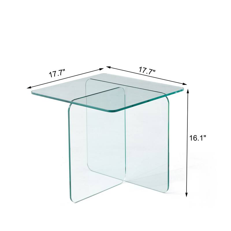 Tempered Clear Glass SideTable, Small Tea Table, Night Stand Tempered Glass