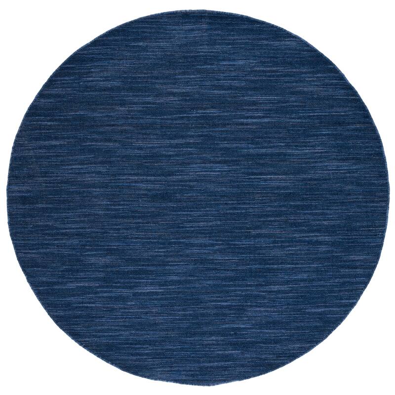 SAFAVIEH Handmade Kilim Eilen New Zealand Wool Rug - 6' Round - Navy/Blue