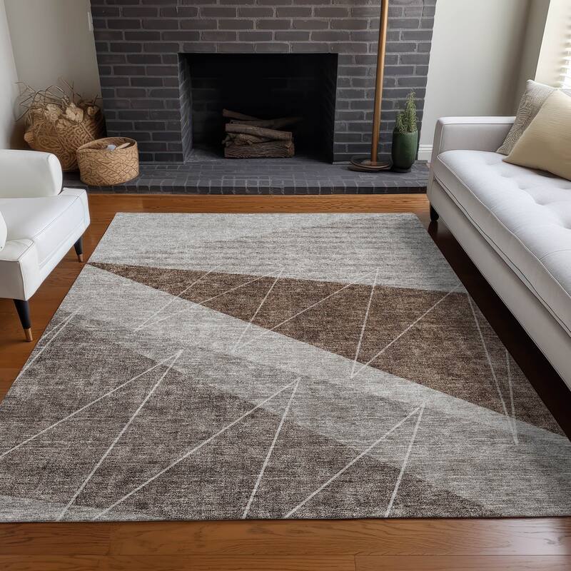 Machine Washable Indoor/ Outdoor Chantille Modern Prism Rug - Gray - 2'6" x 3'10"