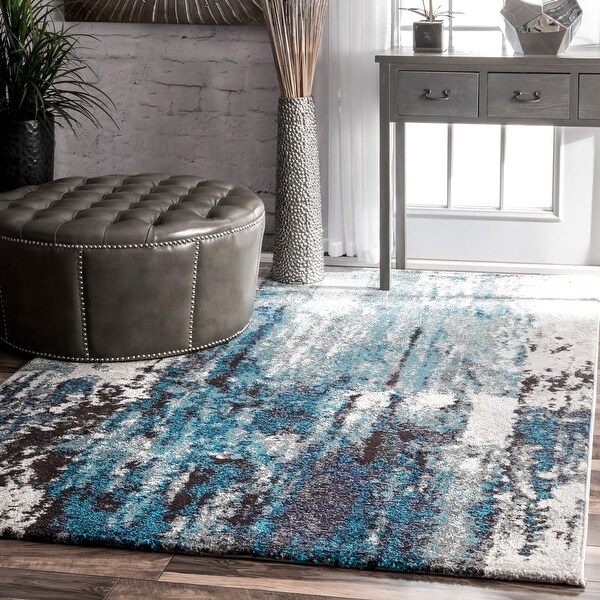 Grey & Black Transitional Rug Abstract Living Room Rugs Ombre Hallway Runners 