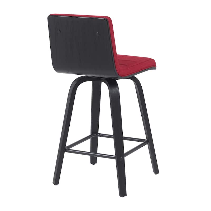 Skara Mid-Century Swivel Counter Stool, Upholstered Counter Height Chair with Bentwood Legs