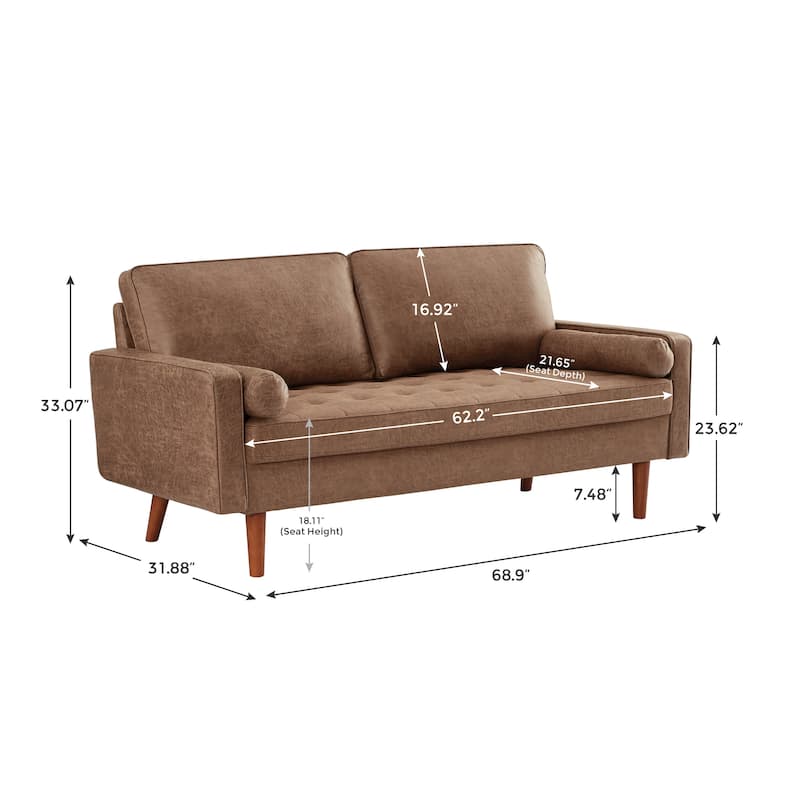 VANOMi 68.9'' Faux Leather Vintage Loveseat