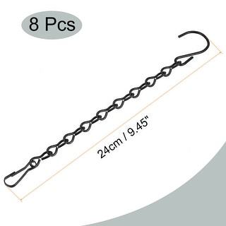 Hanging Chains 90cm Extension Chain Link with S-Shaped Hooks Black 4pcs