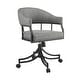 preview thumbnail 4 of 12, Tibet Gray Faux Leather and Black Iron Swivel Tilt Rolling Dining Chair