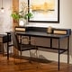 preview thumbnail 5 of 4, Harmony Modern Black Oak Writing Desk With Iron Base with Natural Oak Veneer Drawer Fronts