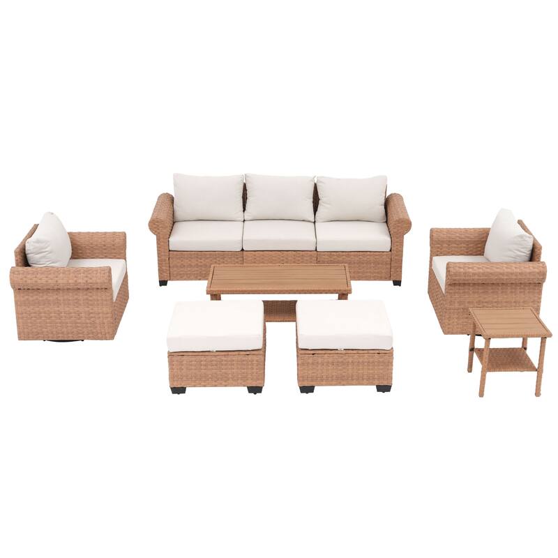 7-Piece Outdoor Conversation Set with Swivel Chairs