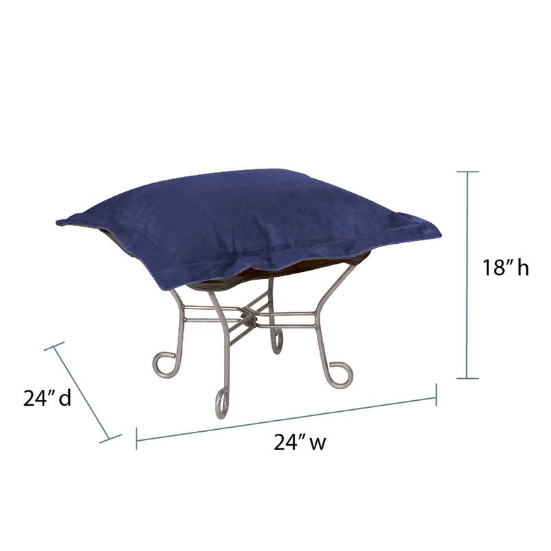 Allan Andrews Scroll Puff Ottoman with Titanium Frame & Cover, Bella Collection - Royal Blue