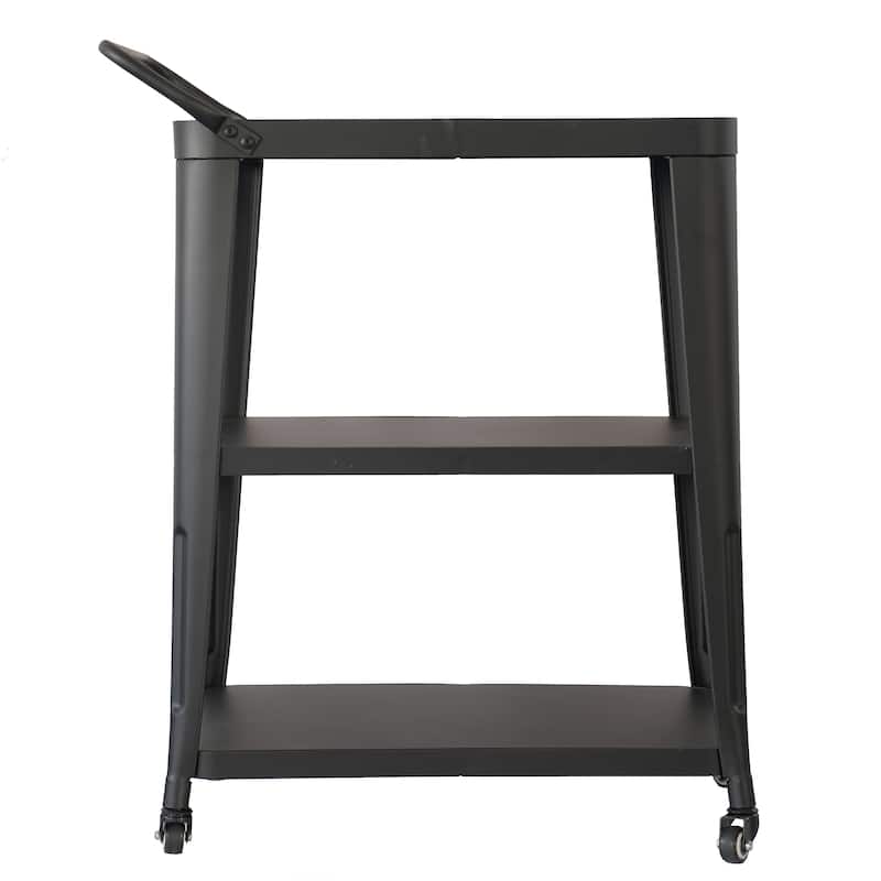 Modern Metal Black 3-Tier Rolling Serving Bar Cart - 24" L x 14" W x 31" H
