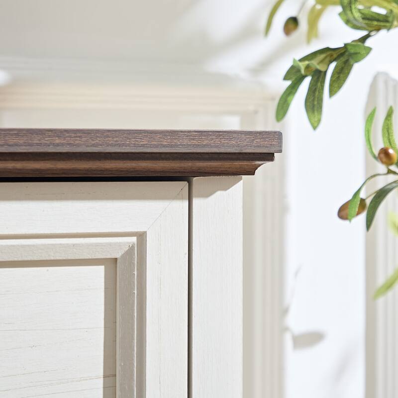 Farmhouse Style 8-Drawer Double Dresser with Rustic Wood Wide Finish and Metal Ring Handle