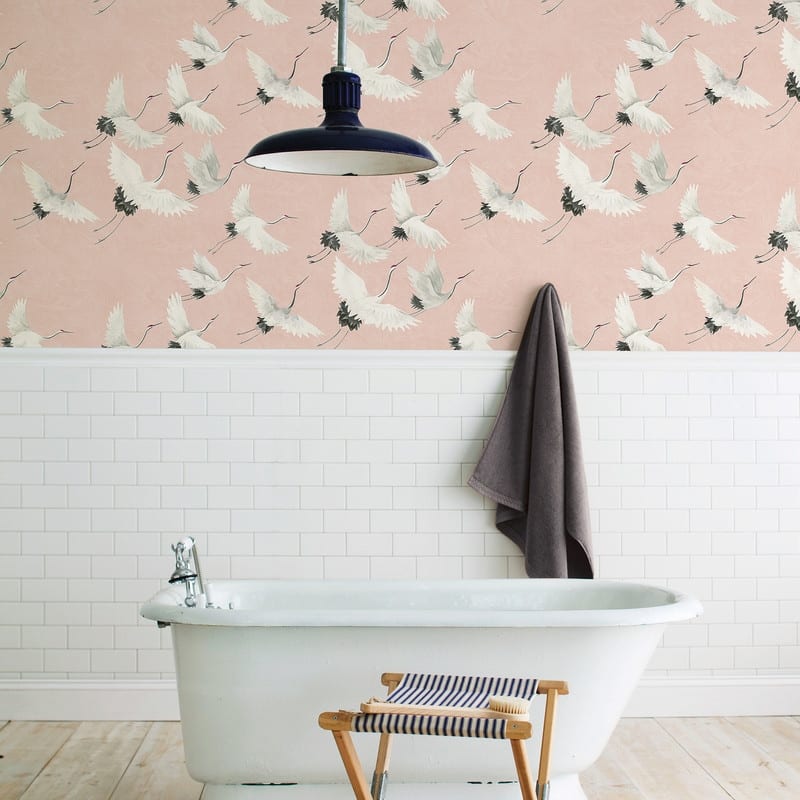 Brewster Windsong Pink Bird Wallpaper - 20.5in x 396in x 0.025in