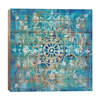 Mandala in Blue I Print On Wood by Danhui Nai - Multi-Color