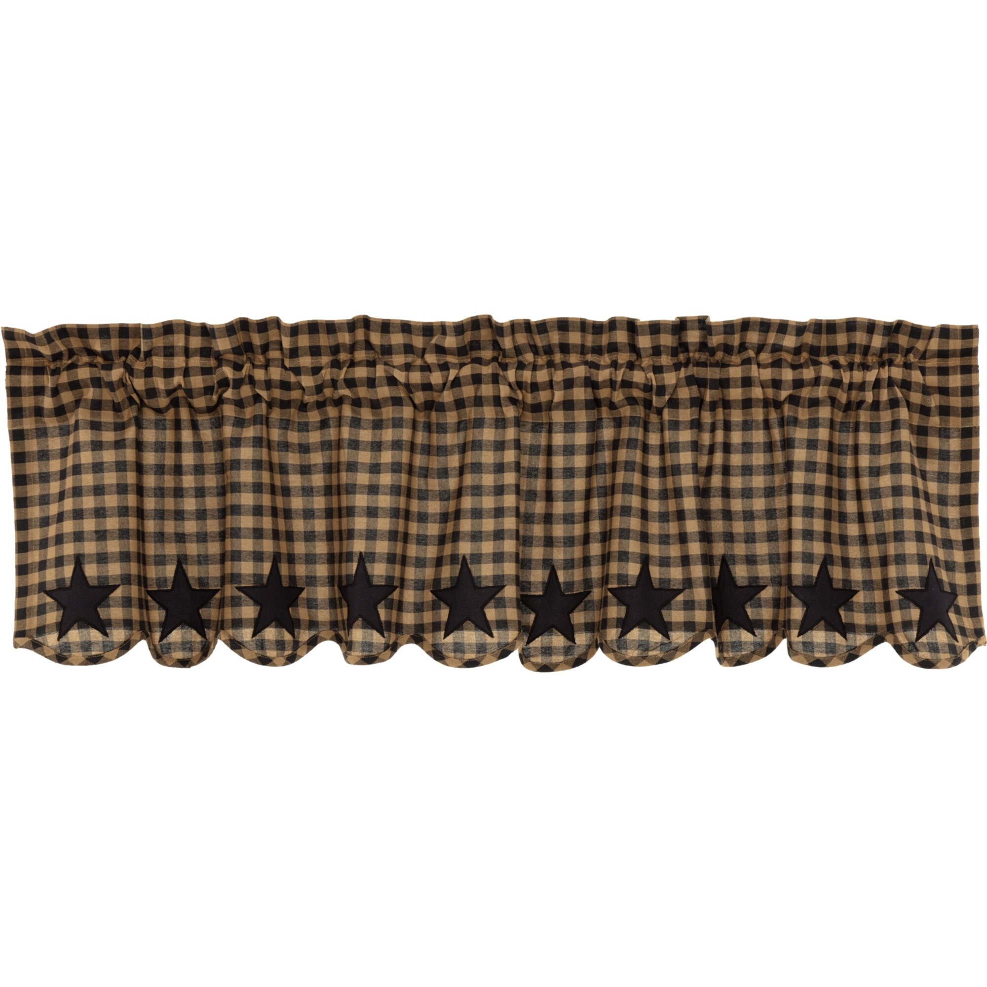 Shop Black Friday Deals On Primitive Kitchen Curtains Vhc Star Valance Rod Pocket Cotton Star Appliqued Overstock 17925739