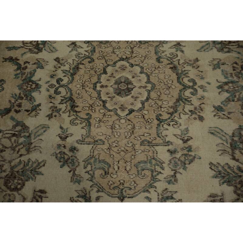 Hand Knotted Oriental 100% Wool Carpet Transitional Floral Beige & Ivories Anatolian Area Rug - 8' 8'' X 5' 9''