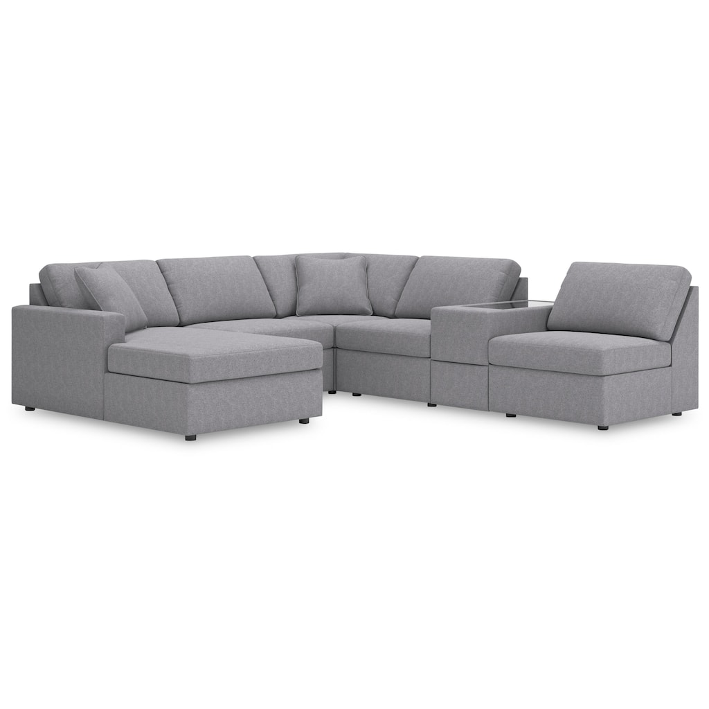 Signature Design by Ashley Modmax 6-Piece Sectional with Chaise and Storage Console - 140"W x 86"D x 36"H