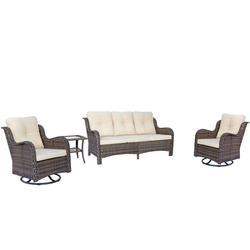 Wicker Patio Furniture Set-Outdoor Patio Conversation Seating Sets
