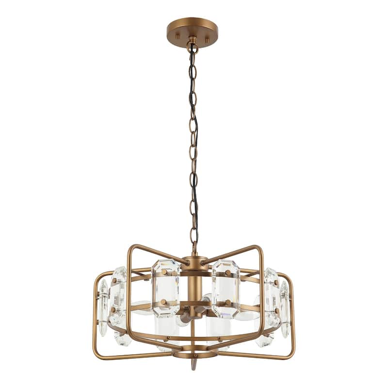 18" Modern Gold 4-Light Crystal Chandelier Ceiling Light