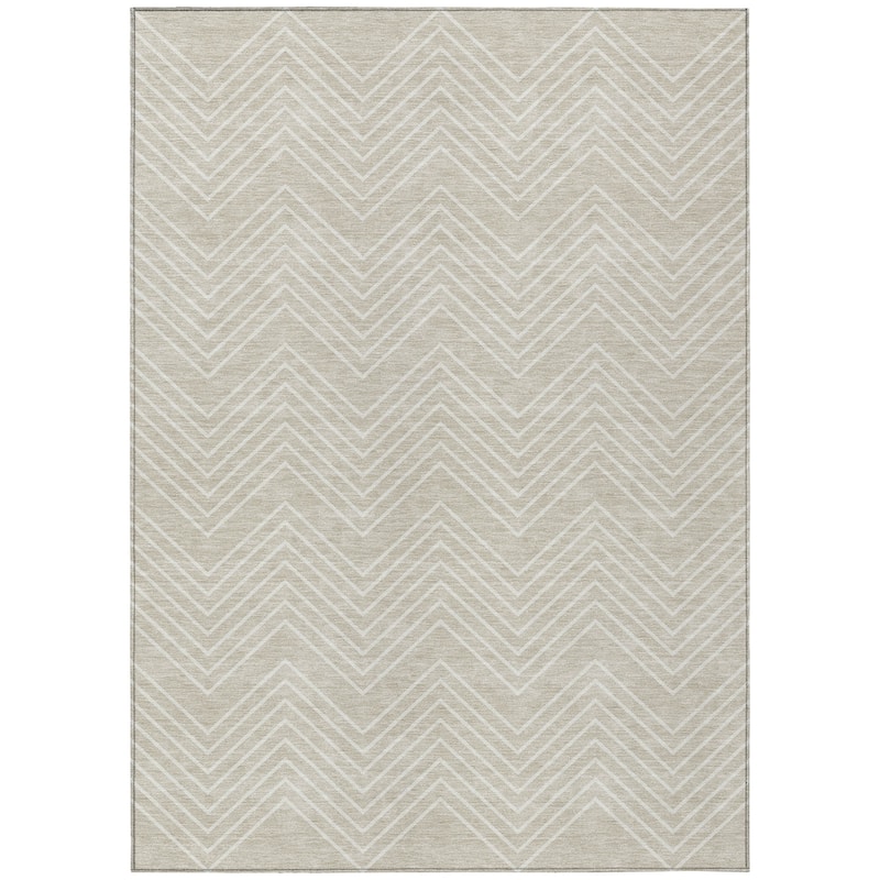 Machine Washable Indoor/ Outdoor Modern Chevron Chantille Rug