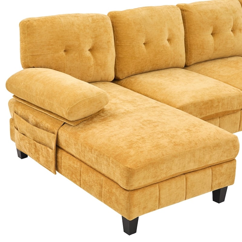 103.5" Modern Chenille U-shaped Sectional Sofa with Dual Chaise Lounges and Armrest Pillows