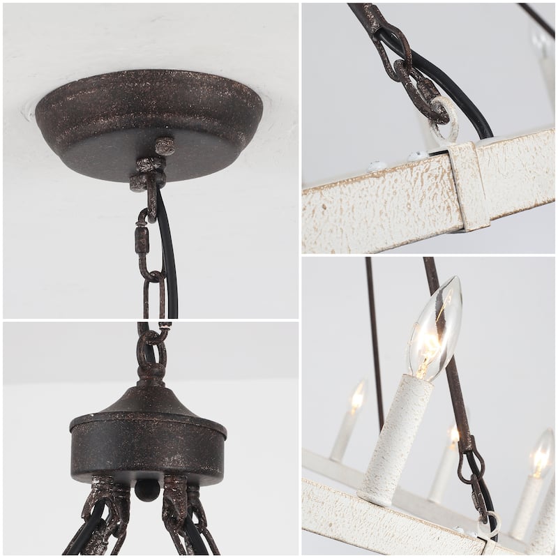 16-Light Farmhouse 47.24In Wagon Wheel Chandelier, Industrial Chandelier for Living Room Kitchen Island Dining Foyer