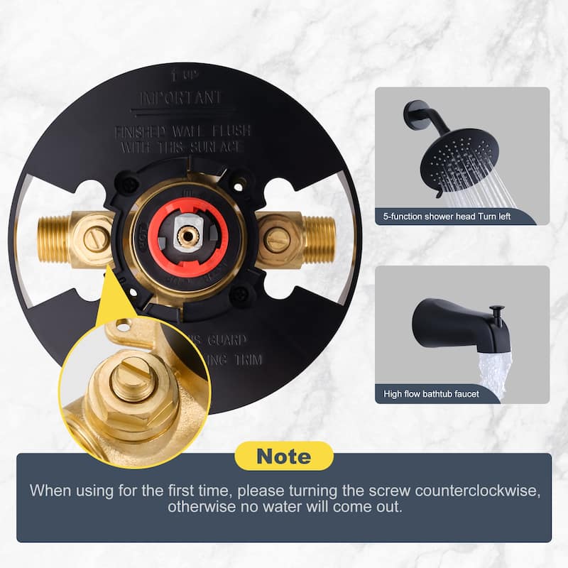 WOWOW Single-Handle 5-Spary Round Shower Faucet with Tub Spout