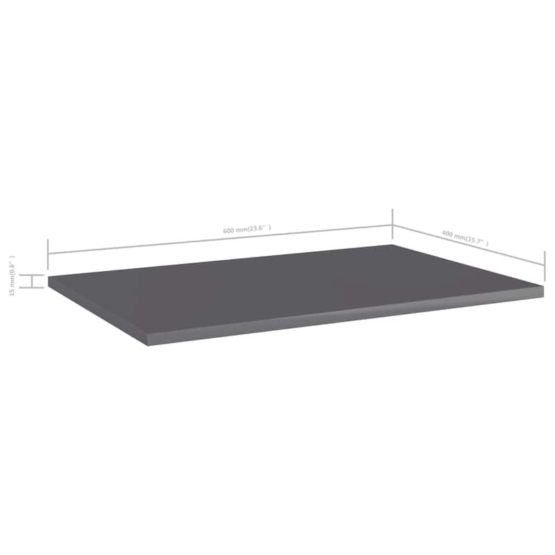 vidaXL Bookshelf Boards 4 pcs High Gloss Gray 23.6"x15.7"x0.6" Chipboard