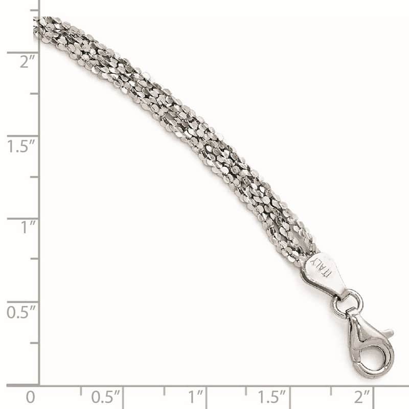 Curata 925 Sterling Silver 9+1" Textured Three Strand Mesh Anklet