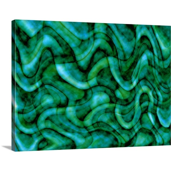 "Emerald And Blue Fibers" Canvas Wall Art