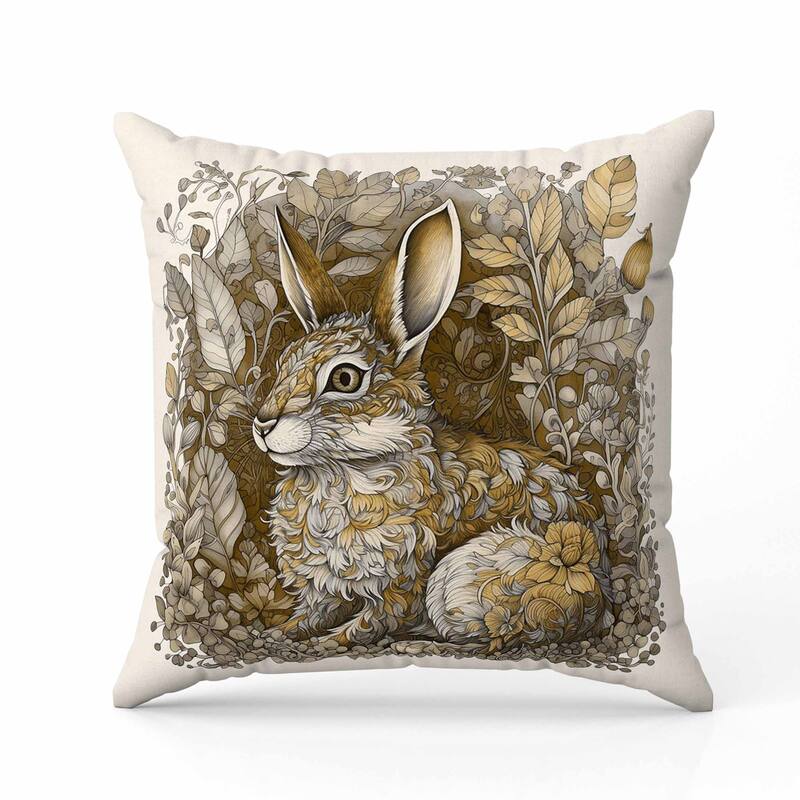 Breezy Bunny Faux Suede Reversible Throw Pillow Grey and Yellow