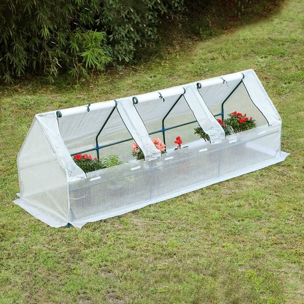slide 8 of 13, EROMMY Portable Mini Greenhouse Outdoor Green Plant Hot House White - Steel