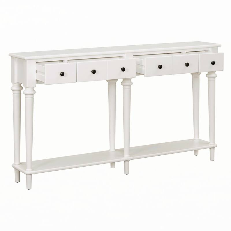 Entryway Table with 4 Drawers(White)