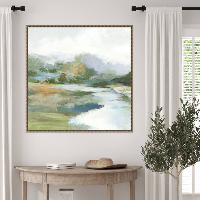 Gentle Hills and Flowing Stream by PI Studio Framed Canvas Wall Art Print