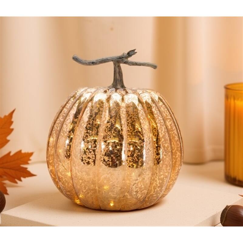 LED Mercury Glass Pumpkin Décor (Set of 2)