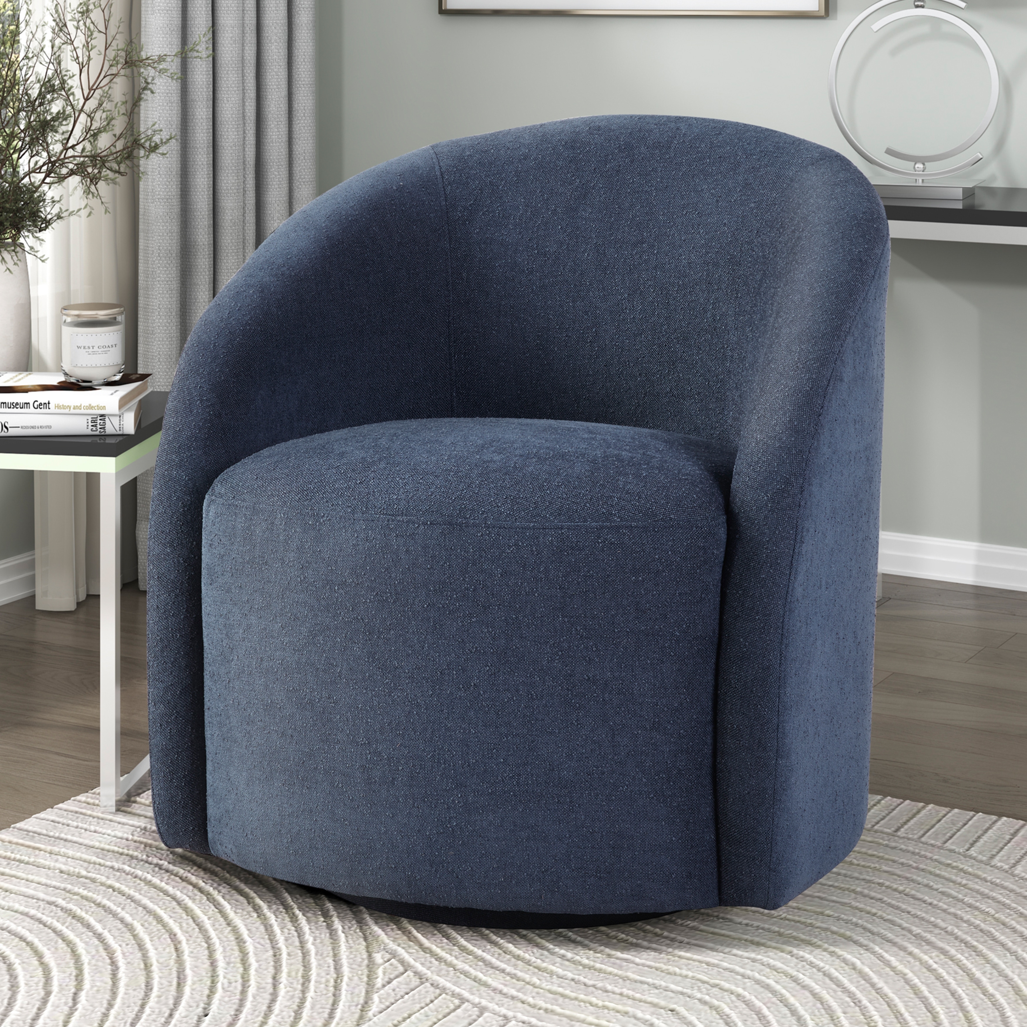 Fremont & Park Tapestry 28.5" Boucle Swivel Chair - 360-Degree Metal Swivel Base