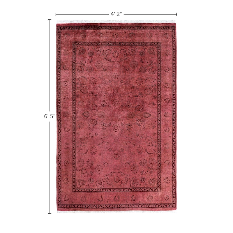 Fine Vibrance One-of-a-Kind Hand-Knotted Area Rug - Pink, 4' 2" x 6' 5" - 4' 2" x 6' 5"
