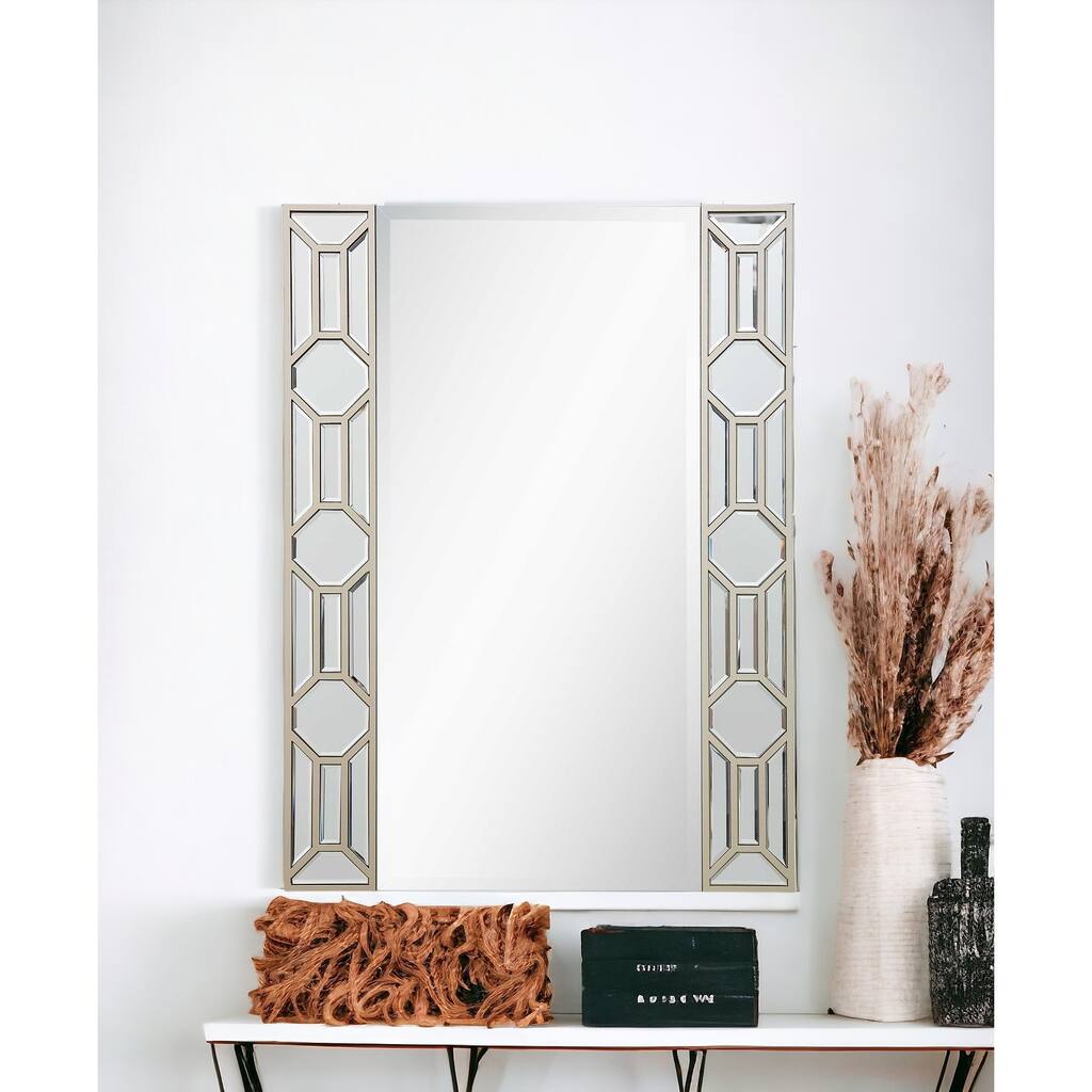 HomeRoots 35" Champagne Accent Wood Framed Mirror - 25.6' X '34.6' X '0.7
