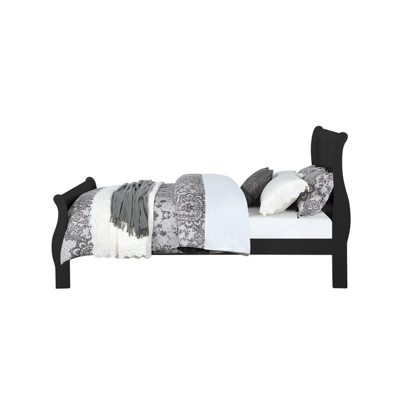 Eastern King Sleigh Bed in Black Finish with Low-Profile Footboard