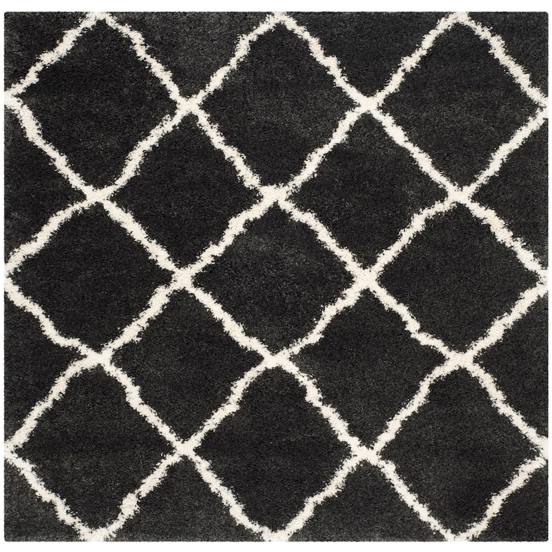 SAFAVIEH Belize Shag Erlgard Rug - 6'7" Square - Charcoal/Ivory