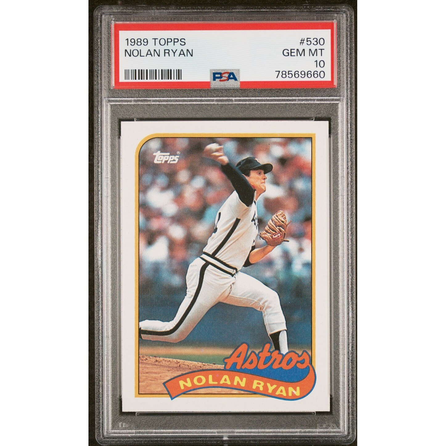 nolan ryan graded cards 1989 Topps Baseball Card #530 PSA 10 - Black - 8'6