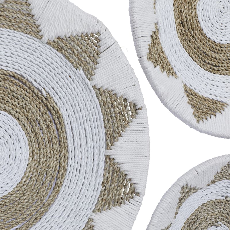 Cotton Fabric Plate Handmade Woven Home Wall Decor - Set of 3 Black or White - Roche River Decor