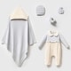 preview thumbnail 2 of 0, Newborn Baby Boy Homecoming Outfit - Knitwear with Linen Details - 5 Pcs Baby Blue and Cream