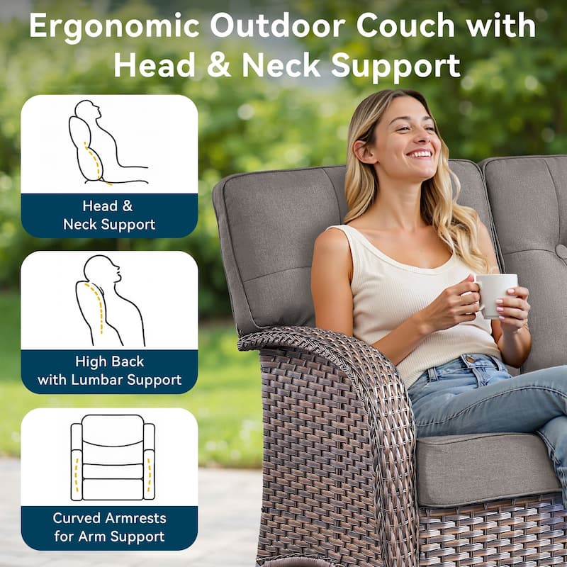 3 Pieces Outdoor Patio Chairs with Side Table All Weather