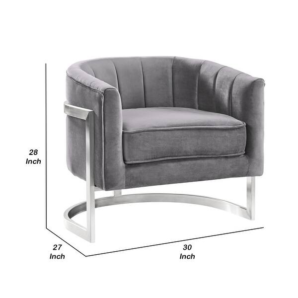 18 Inch Velvet Upholstered Curved Modern Accent Chair Gray Saltoro ...