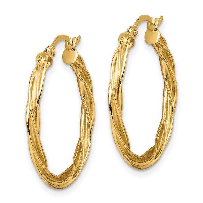 Curata 14k Yellow Gold Polished Twisted Hoop Earrings - 26.5x25.5mm