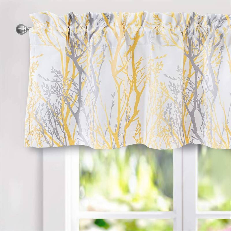 Porch & Den Pagosa Tree Branch Lined Window Valance - Yellow