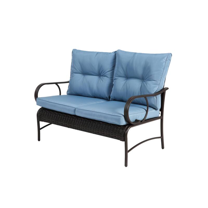 Classic Patio Sofa Wicker Conversation Set Rattan Sofa Chair wTable