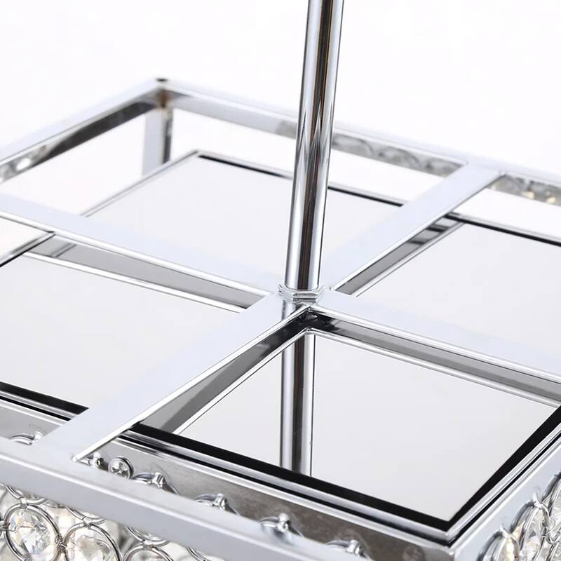 4 - Light Luxury Square Metal Pendant with Crystal Accents Cube Lighting - chrome
