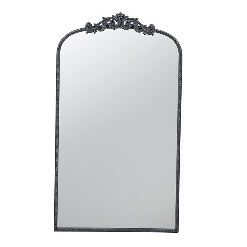Large Baroque Style Arched Wall Mirror - 41.75" - Black