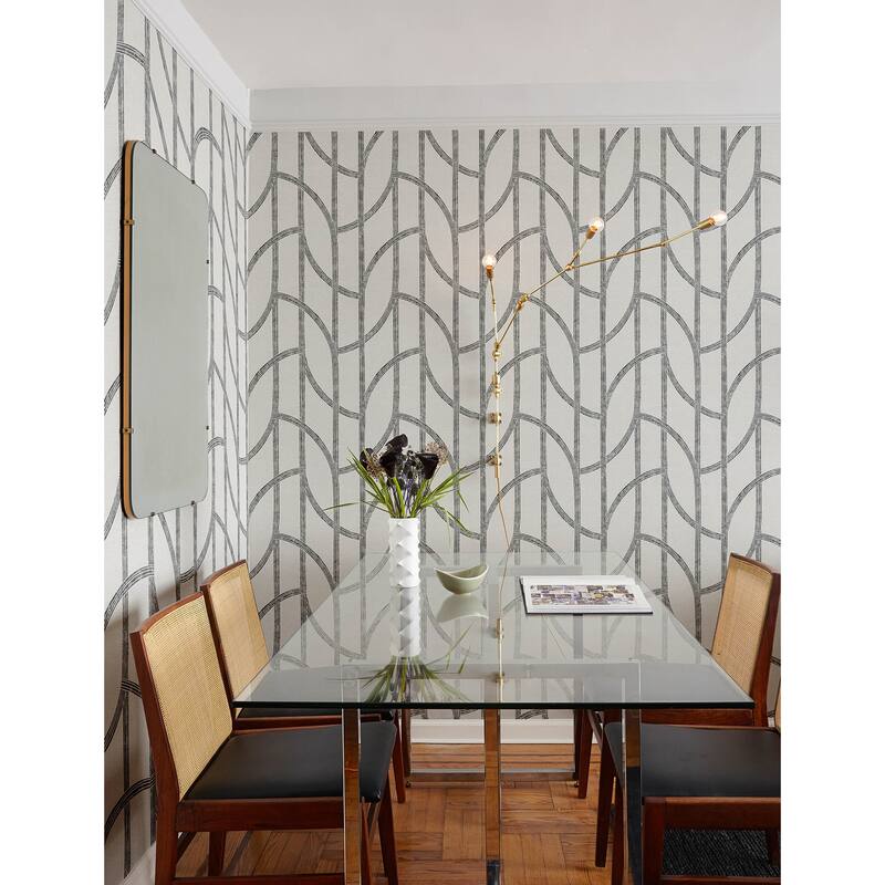 A-Street Prints Harlow Black Curved Contours Wallpaper