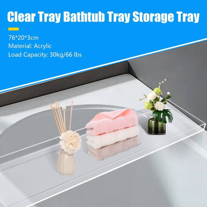 Acrylic Bath Tray Over the Tub Clear Bathtub Caddy 29.9*7.81*1in