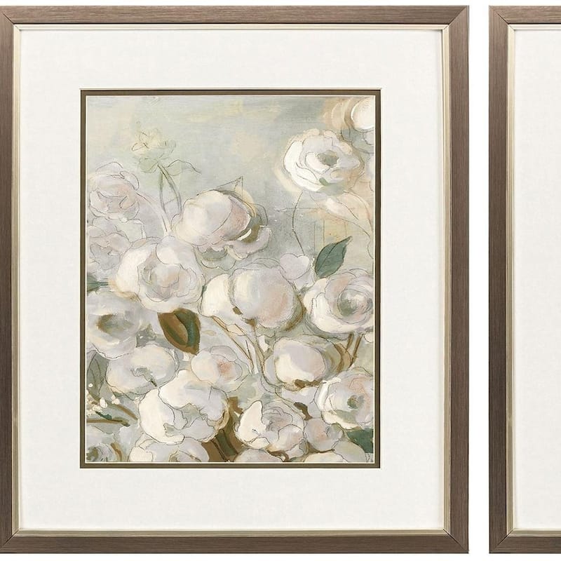 HomeRoots Set Of Two Climbing Roses Silver Framed Wall Art